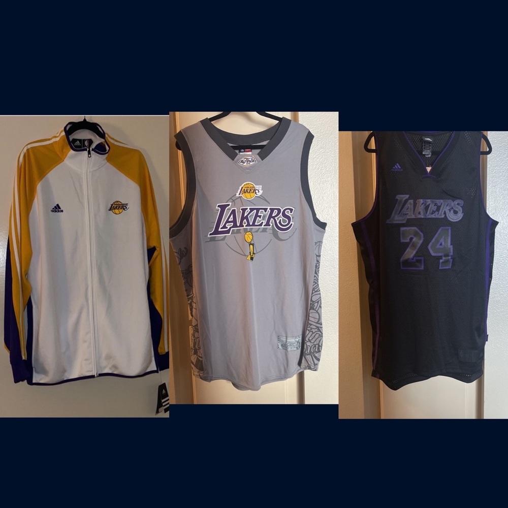 1 Lakers Sweater & 2 Lakers Jersey NWT! All 3 are XL